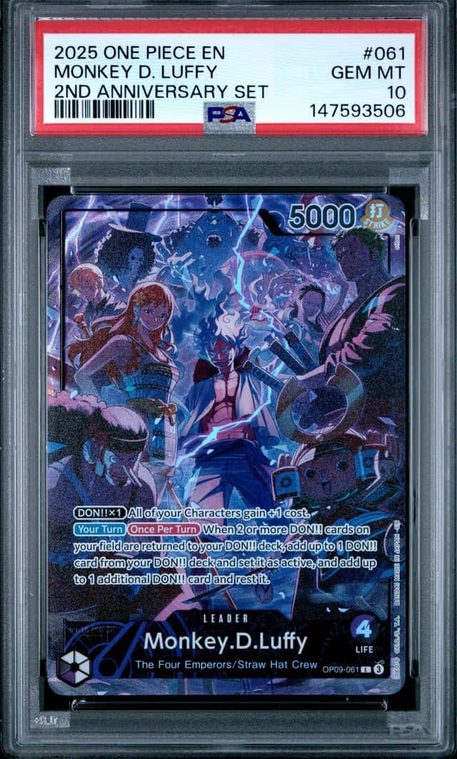 2025 ONE PIECE ENGLISH VERSION 2ND ANNIVERSARY SET #061 MONKEY D. LUFFY PSA 10