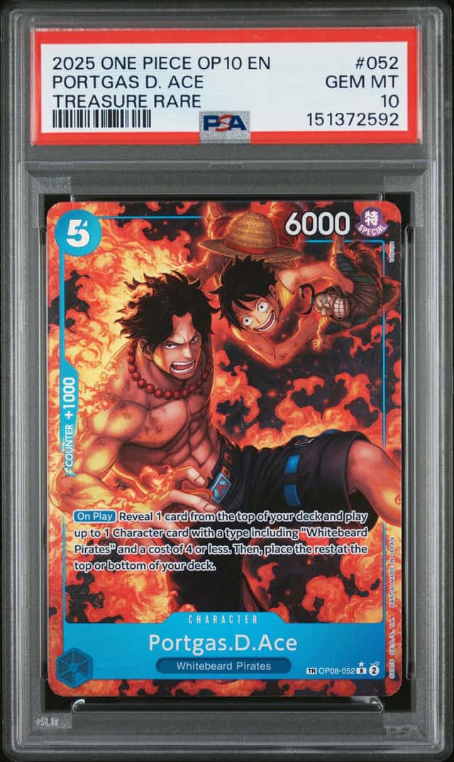 2025 One Piece OP10 EN Treasure Rare #052 Portgas D Ace PSA 10 GEM MINT