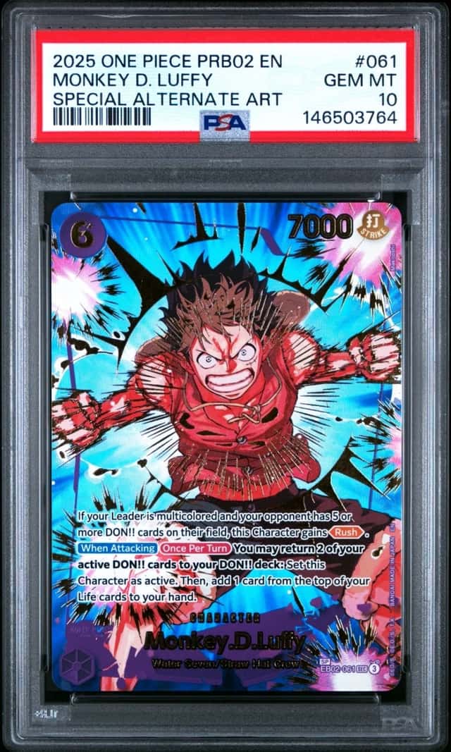2025 ONE PIECE MONKEY D. LUFFY SPEC AA PRB02 OP CARD THE BEST-VOL.2 #061 PSA 10