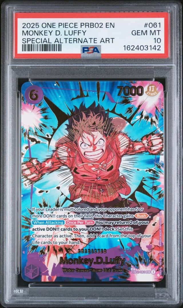 2025 ONE PIECE PREMIUM BOOSTER SPECIAL ALTERNATE ART #061 MONKEY D. LUFFY PSA 10