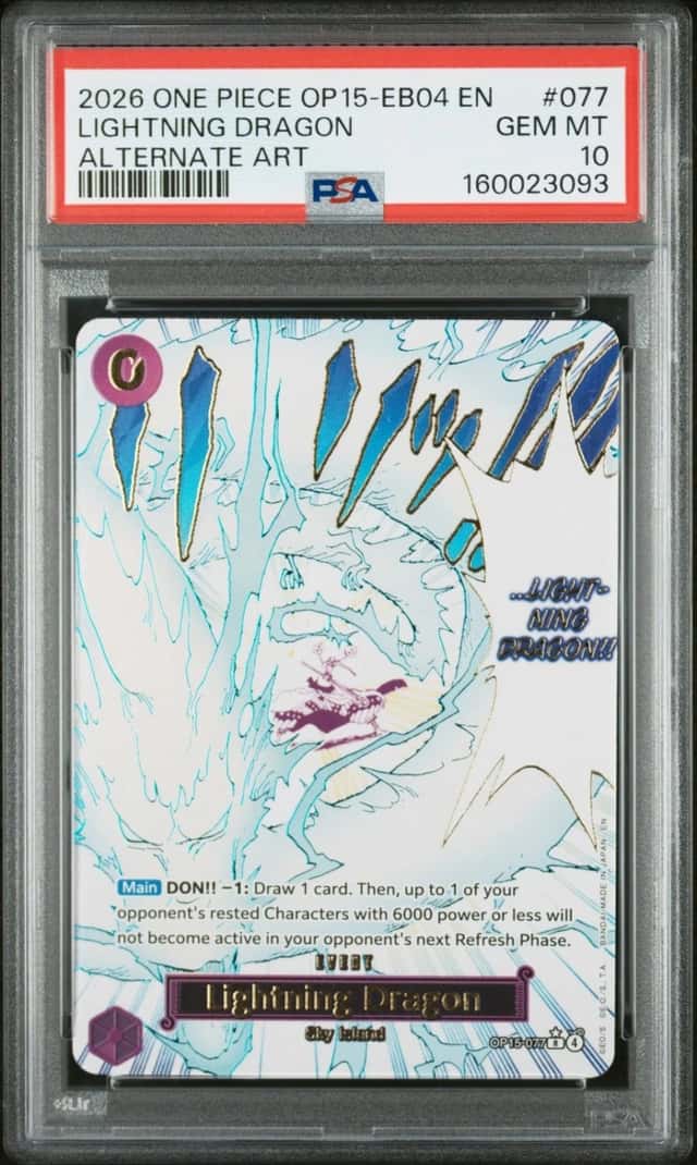2026 ONE PIECE OP15-EB04-ADVENTURE ON KAMI'S ISLAND #077 LIGHTNING DRAGON PSA 10