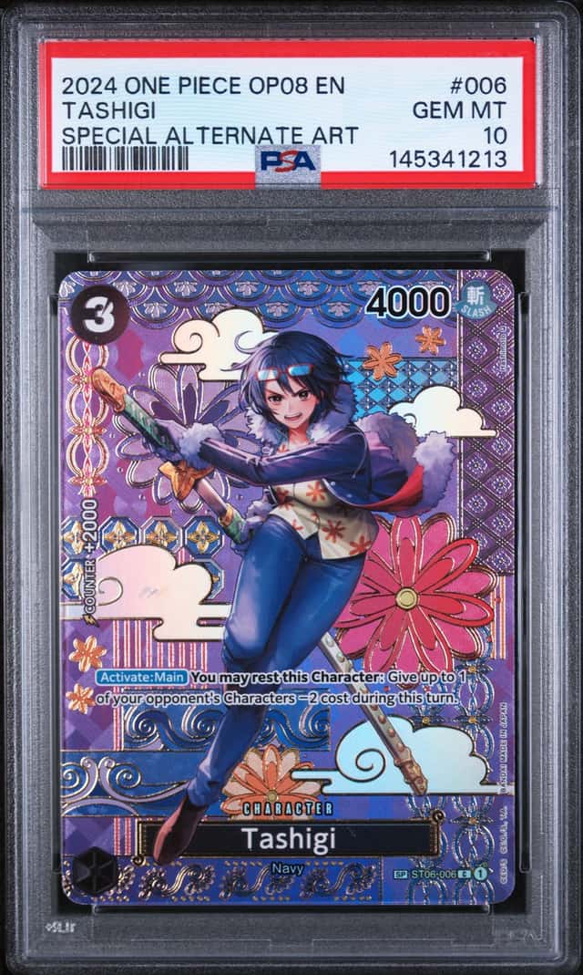 2024 ONE PIECE OP08-TWO LEGENDS #006 TASHIGI SPECIAL ALTERNATE ART PSA 10