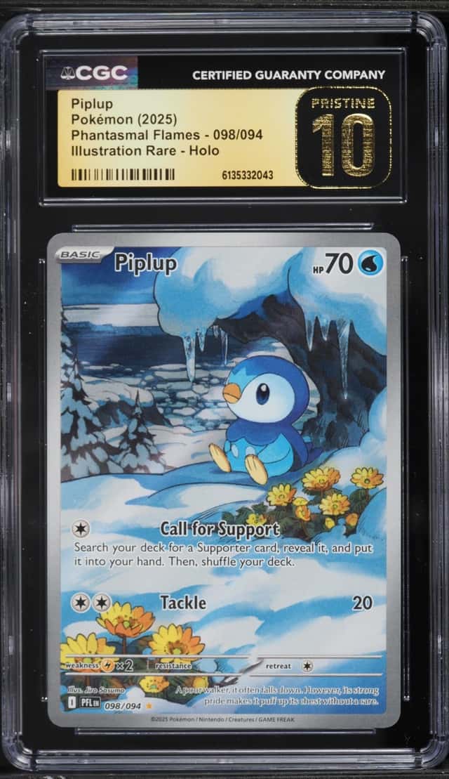 2025 Pokemon Mega Evolution Phantasmal Flames IR Piplup #98 CGC 10 PRISTINE