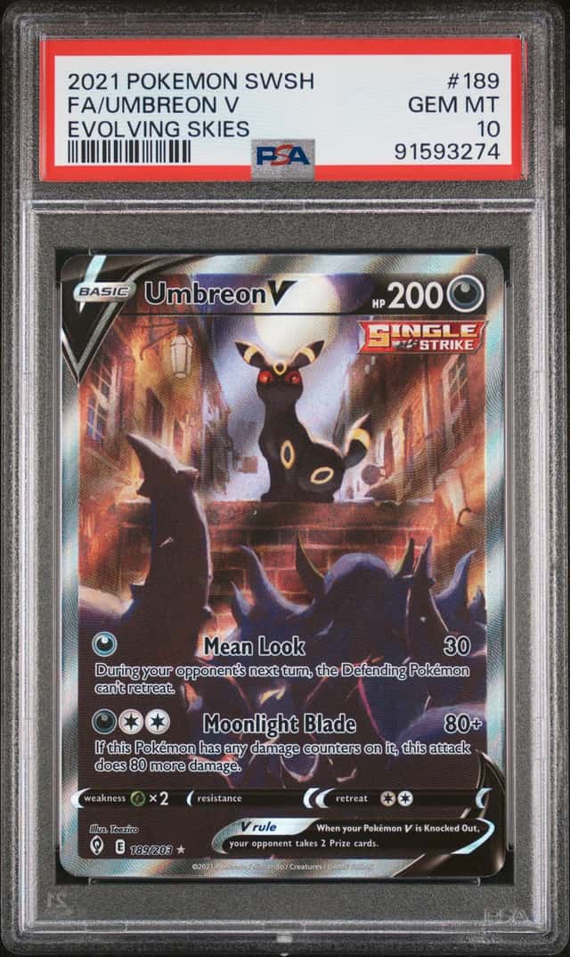 2021 Pokemon Sword & Shield Evolving Skies Alt Art Umbreon V #189 PSA 10 GEM MINT