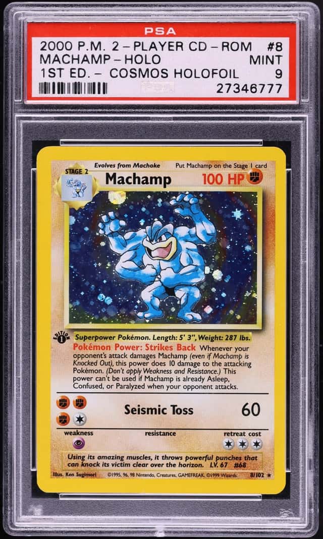 2000 Pokemon 2-Player CD-Rom Starter Set 1st Edition Cosmos Holo Machamp #8 PSA 9 MINT