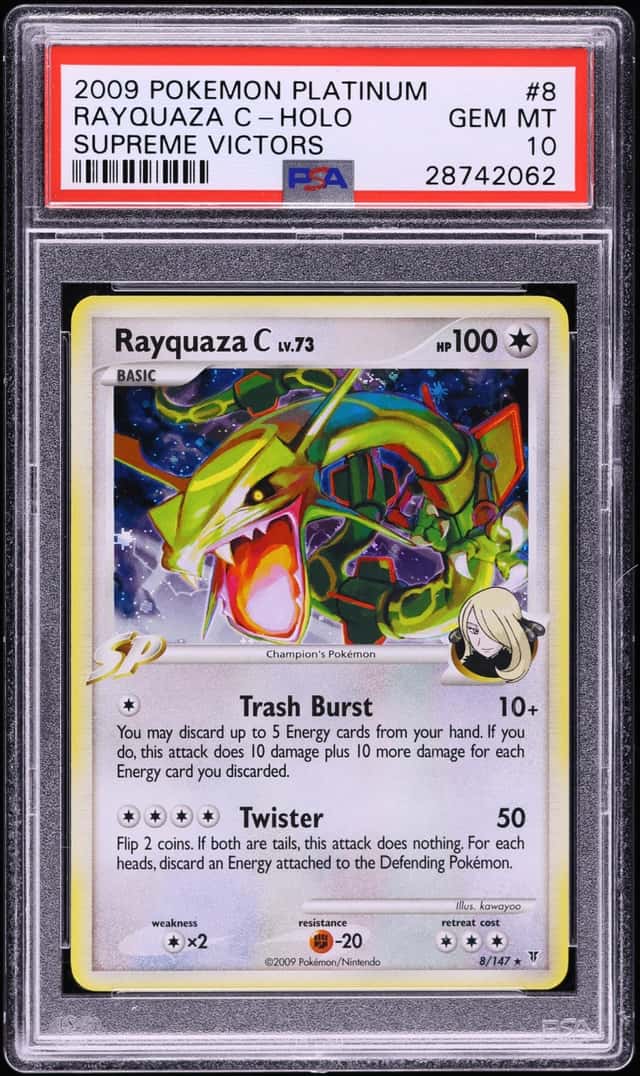2009 Pokemon Platinum Supreme Victors Holo Rayquaza C #8 PSA 10 GEM MINT