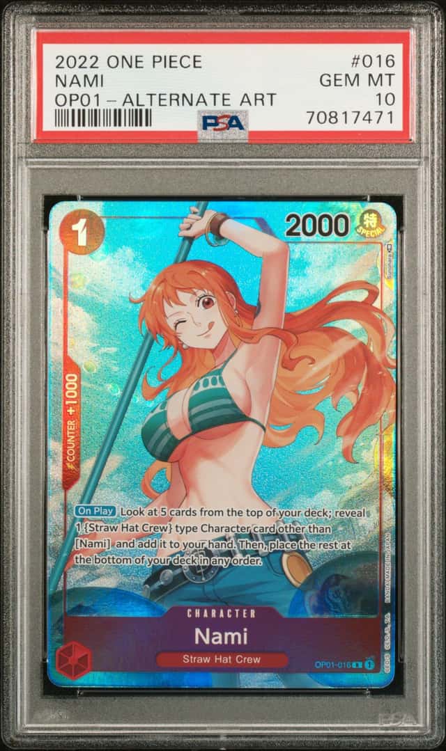 2022 One Piece EN OP01 Alternate Art Pre-Errata #016 Nami PSA 10 GEM MINT