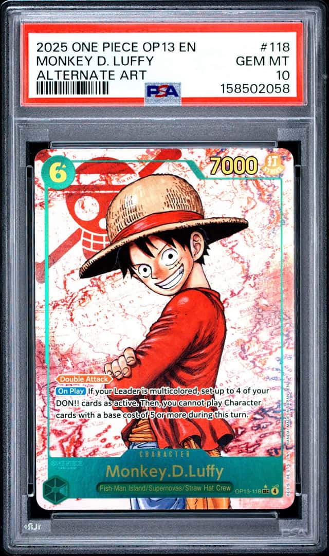 2025 One Piece OP13 EN Alternate Art #118 Monkey D Luffy PSA 10 GEM MINT