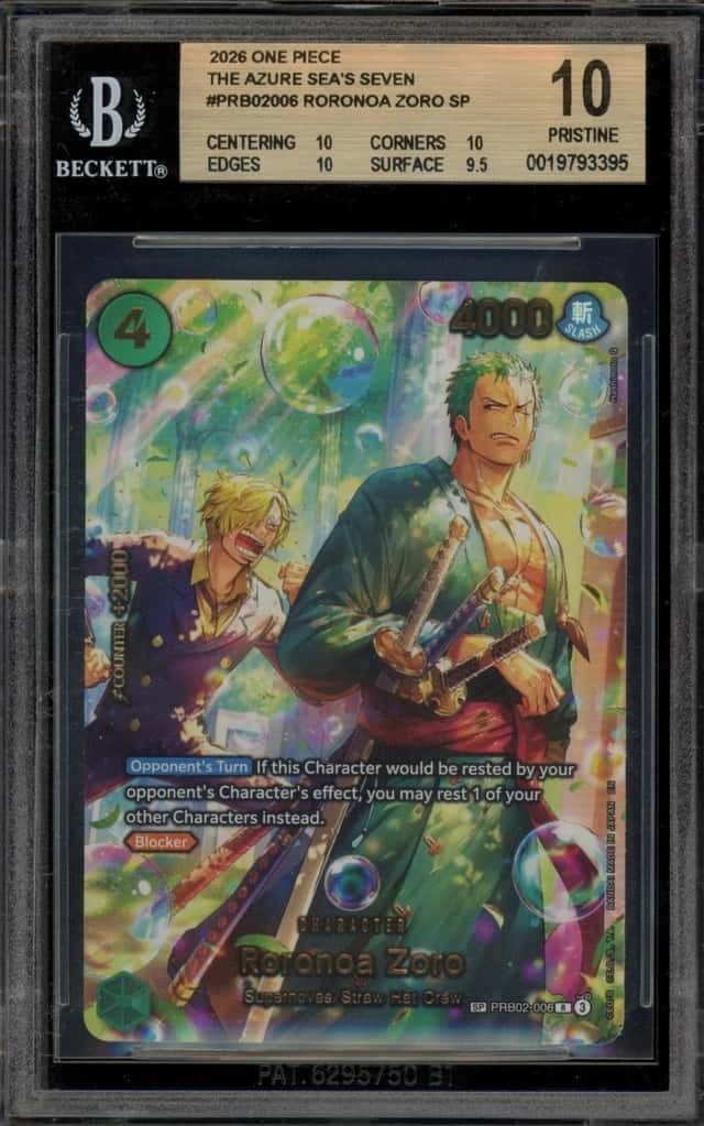 One Piece Roronoa Zoro Sp The Azure Sea's Seven PRB02-006 BGS 10 Pristine