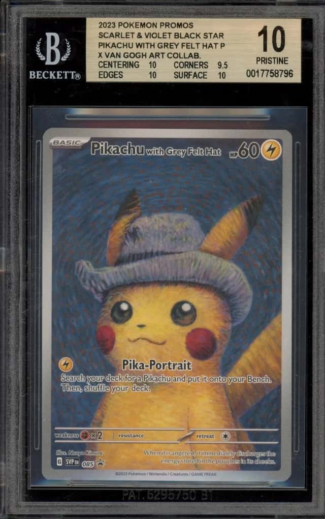 Pokemon Pikachu With Grey Felt Hat Van Gogh Black Star Promos 085 BGS 10