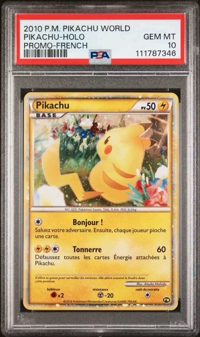 Pokemon Pikachu Holo 2010 World Coll. French PSA 10 Gem Mint