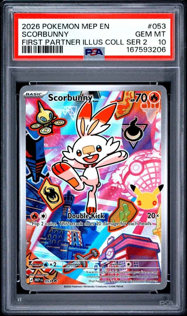 2026 POKEMON MEP FIRST PARTNER ILLUSTRATION COLLECTION #053 SCORBUNNY PSA 10
