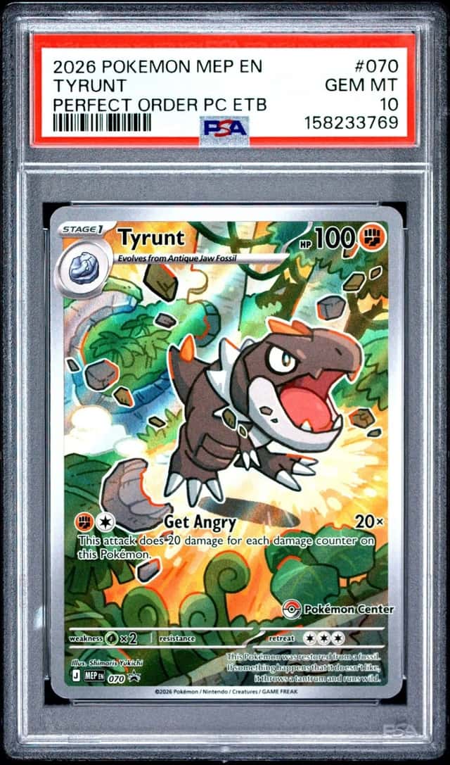 2026 POKEMON MEP PERFECT ORDER POKEMON CENTER ETB PROMO #070 TYRUNT PSA 10