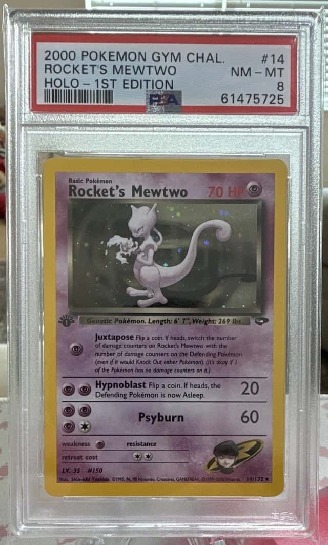 Pokemon 2000 Gym Challenge Rocket's Mewtwo Holo 1st Ed 14/132 PSA 8 EN