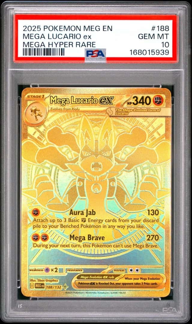 2025 POKEMON MEG EN-MEGA EVOLUTION MEGA HYPER RARE #188 MEGA LUCARIO EX PSA 10