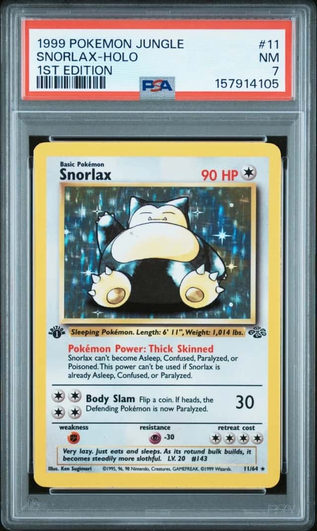 1999 POKEMON JUNGLE 1ST EDITION #11 SNORLAX-HOLO PSA 7