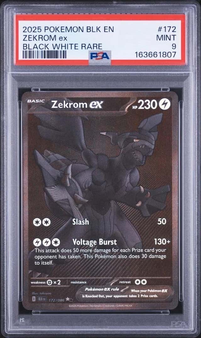 2025 POKEMON BLK EN-BLACK BOLT BLACK WHITE RARE #172 ZEKROM EX PSA 9