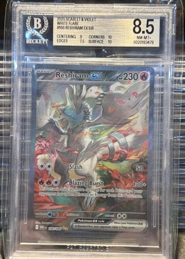 2025 Pokemon Reshiram ex 166/086 Sv: White Flare Holo BGS 8.5 NM-MT+