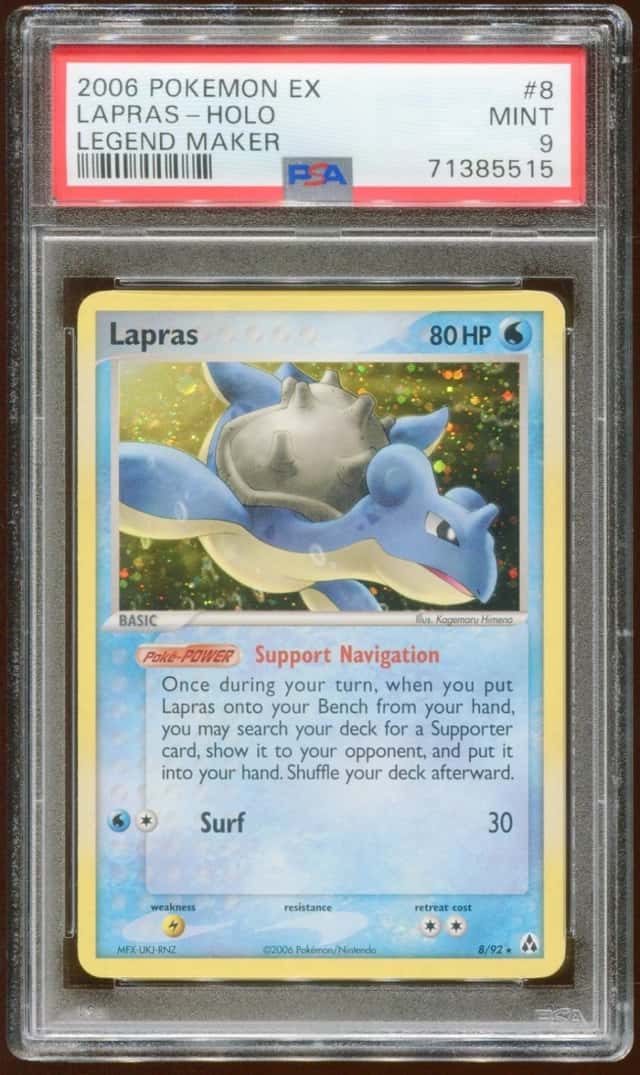 2006 POKEMON EX LEGEND MAKER LAPRAS #8/92 RARE HOLO FOIL PSA 9 E8