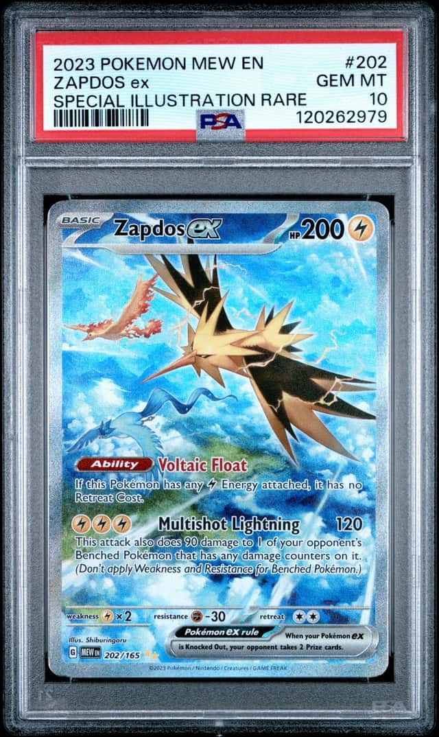 2023 POKEMON MEW EN-151 SPECIAL ILLUSTRATION RARE #202 ZAPDOS EX PSA 10