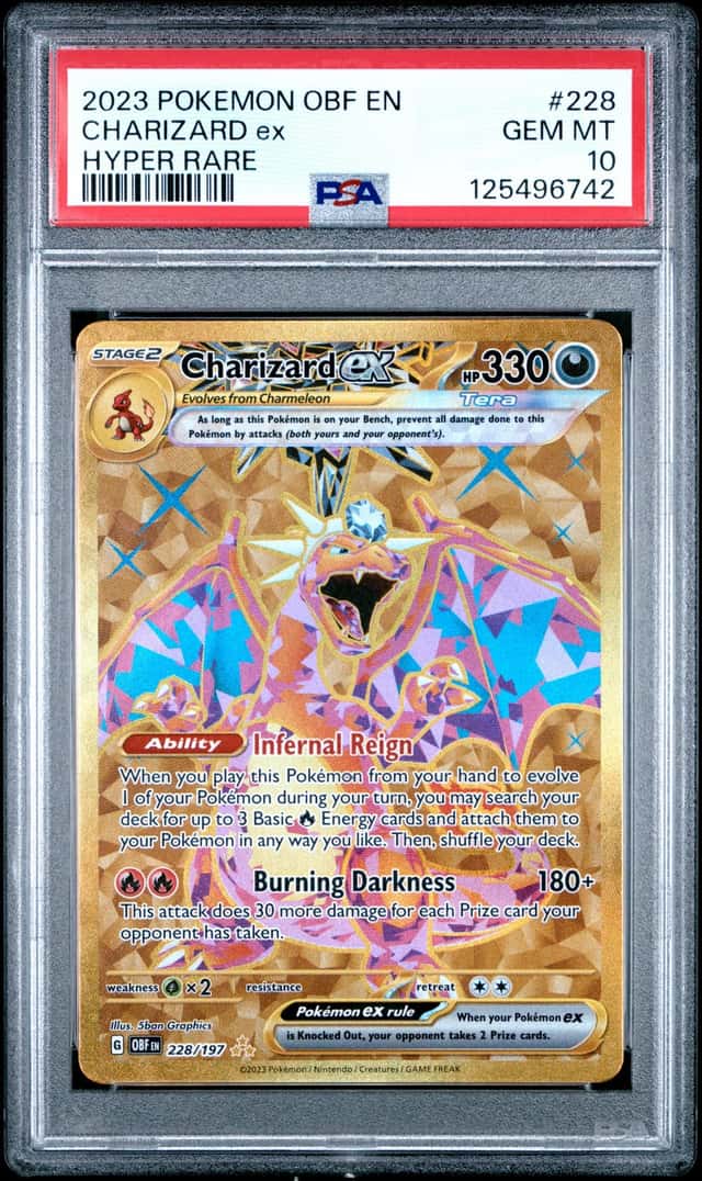 CHARIZARD EX 2023 POKEMON OBSIDIAN FLAMES HYPER RARE #228/197 PSA 10 Q7423