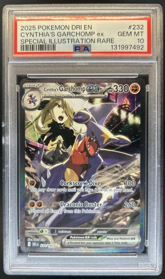 2025 Pokemon Destined Rivals Cynthia's Garchomp ex #232/182 PSA 10 GEM MINT