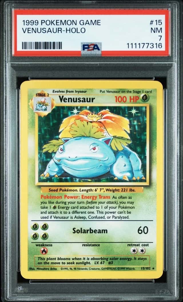 1999 Pokemon Venusaur 015/102 Base Set Holo PSA 7 RARE