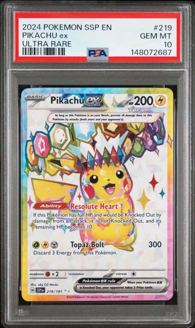 Pokemon Pikachu Ex Surging Sparks Ultra Rare #219 PSA 10 Gem Mint