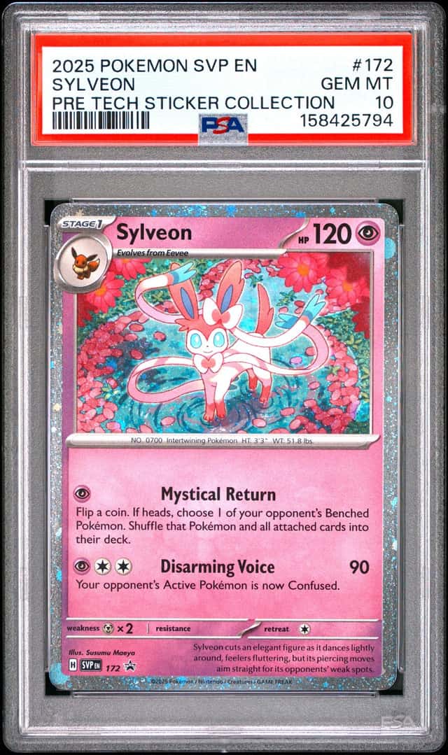 2025 POKEMON PRISMATIC EVOLUTIONS TECH STICKER COLLECTION SYLVEON PSA 10