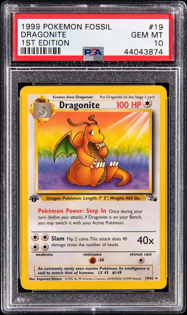 1999 Pokemon Fossil 1st Edition #19 Dragonite - PSA GEM MT 10