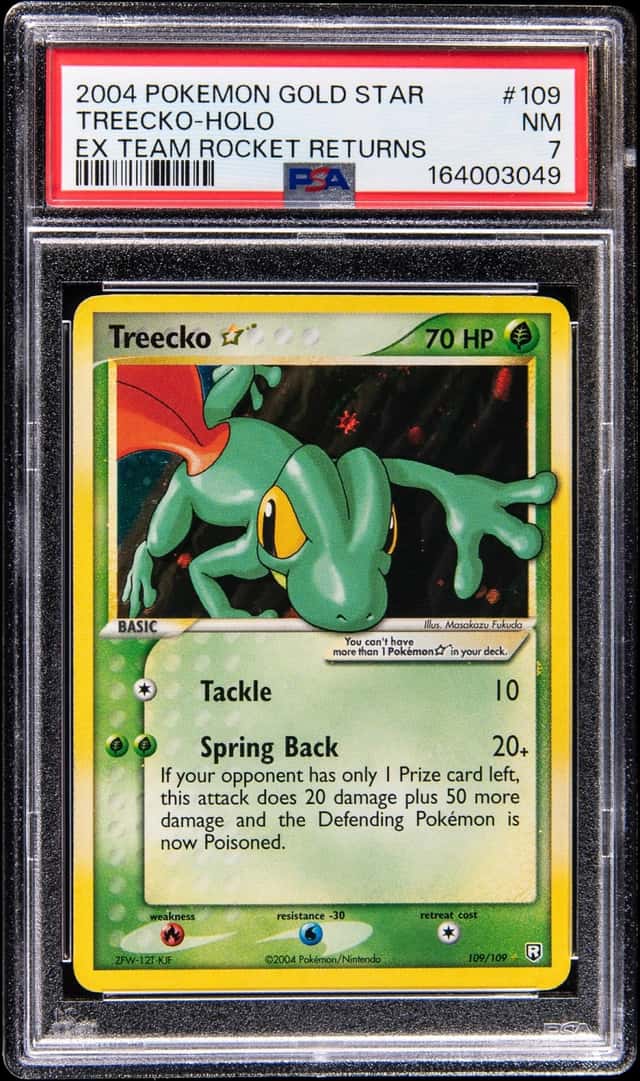 2004 Pokemon Gold Star EX Team Rocket Returns Holo #109 Treecko - PSA NM 7