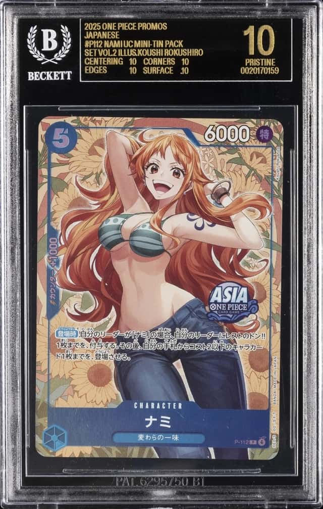 2025 ONE PIECE PROMOS JAPANESE #P-112 NAMI BGS 10 BLACK LABEL