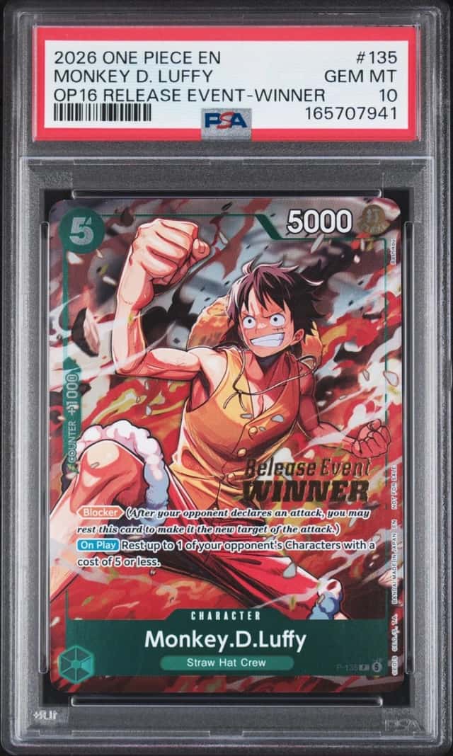 2026 ONE PIECE PROMOS RELEASE EVENT-WINNER #135 MONKEY D. LUFFY PSA 10