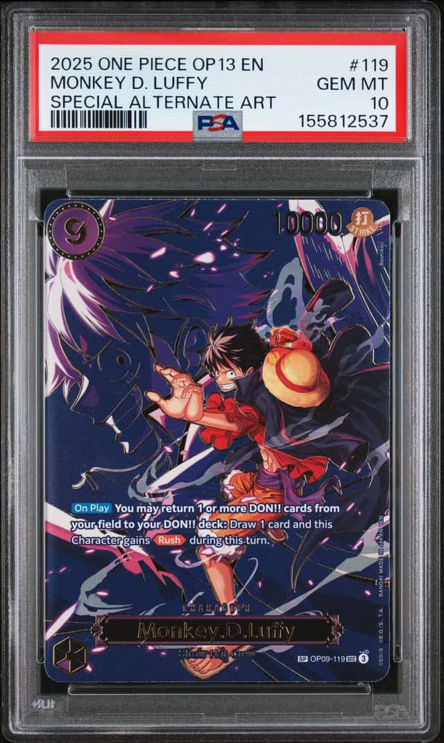 ONE PIECE MONKEY D. LUFFY 2025 -CARRYING ON HIS WILL #119 SPECIAL ALT ART PSA 10