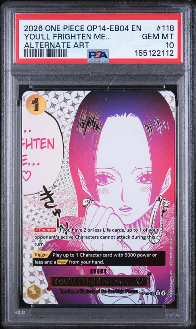2026 One Piece OP14-EB04 En Alternate Art #118 You'll Frighten Me PSA 10