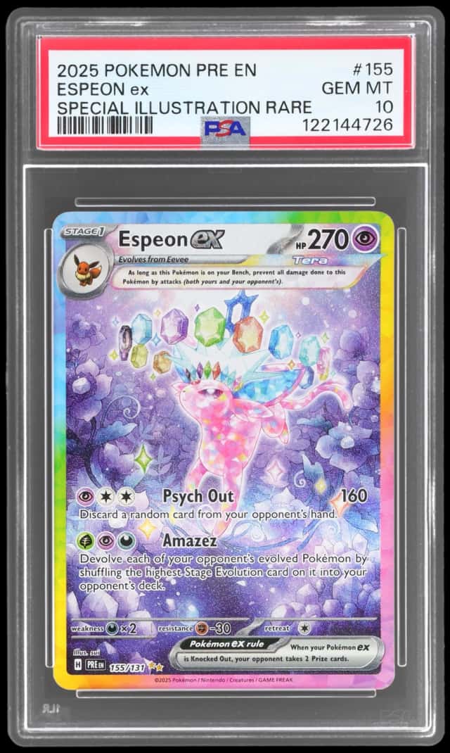2025 Pokemon Scarlet and Violet Prismatic Evolutions Special Illustration Rare Espeon Ex #155