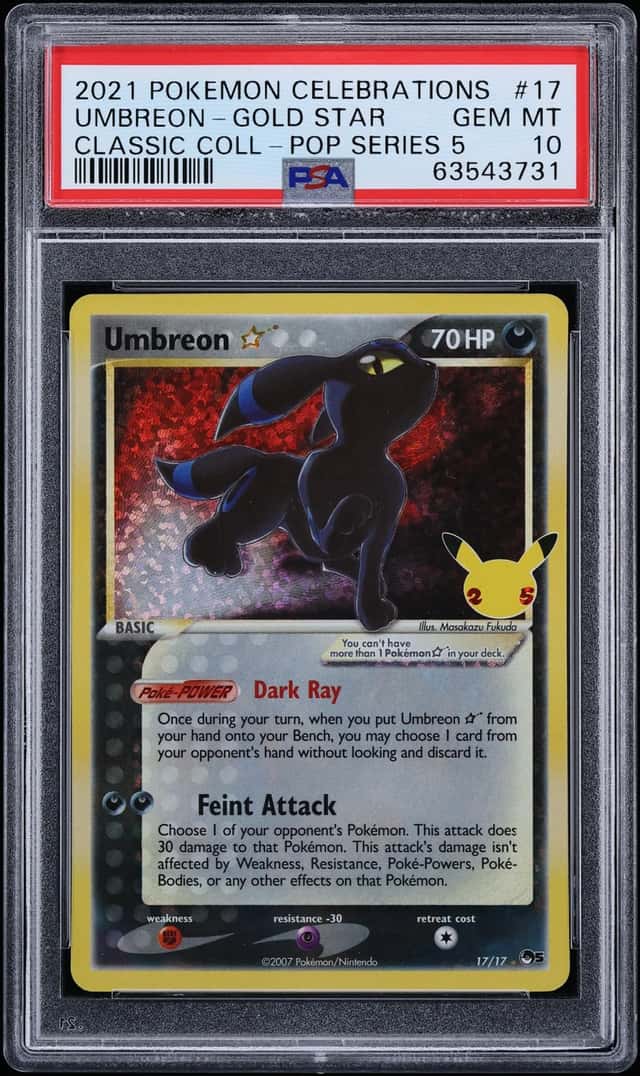 2021 Pokemon Sword & Shield Celebrations Classic Holo Umbreon Gold Star #17 PSA 10 GEM MINT