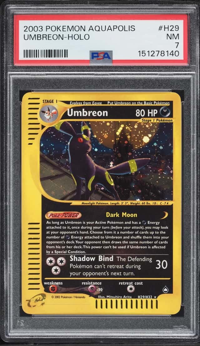 2003 Pokemon Aquapolis Holo Umbreon #H29 PSA 7 NRMT
