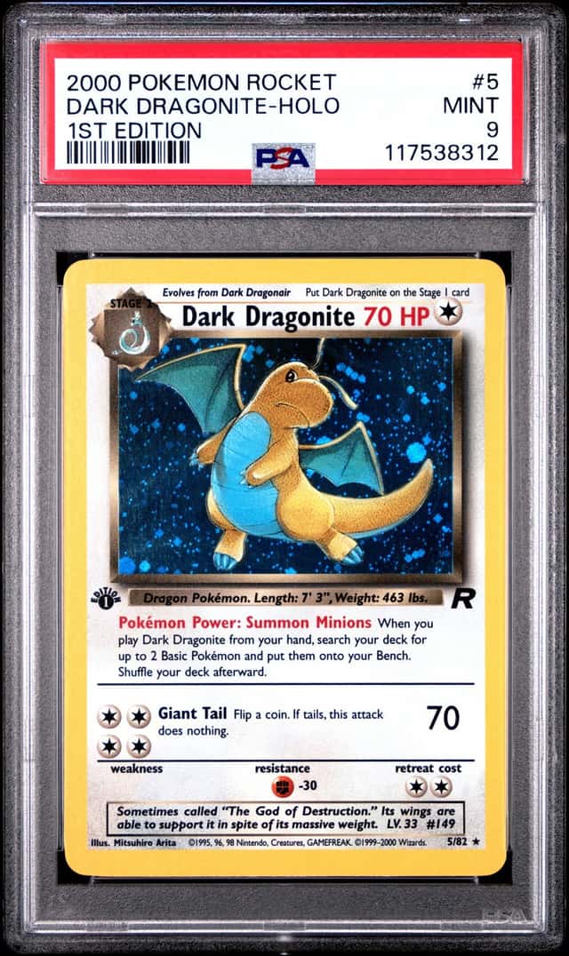 2000 Pokemon Team Rocket 1st Edition Holo Dark Dragonite #5 PSA 9 MINT