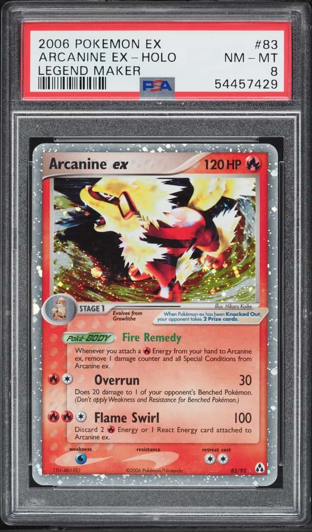 2006 Pokemon EX Legend Maker Holo Arcanine ex #83 PSA 8 NM-MT