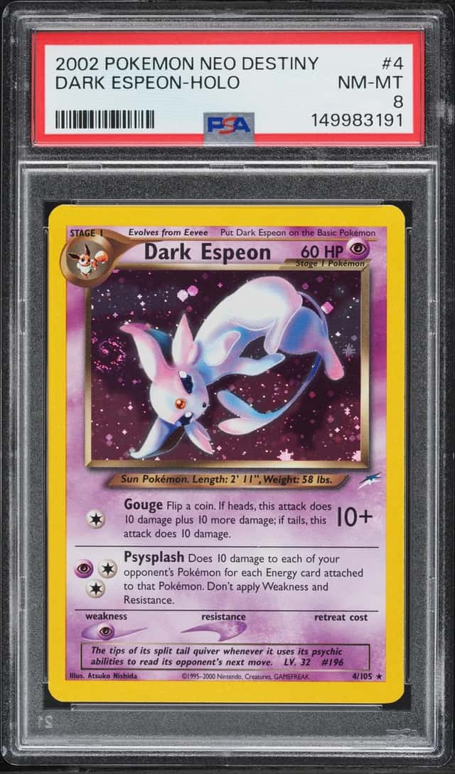 2002 Pokemon Neo Destiny Holo Dark Espeon #4 PSA 8 NM-MT