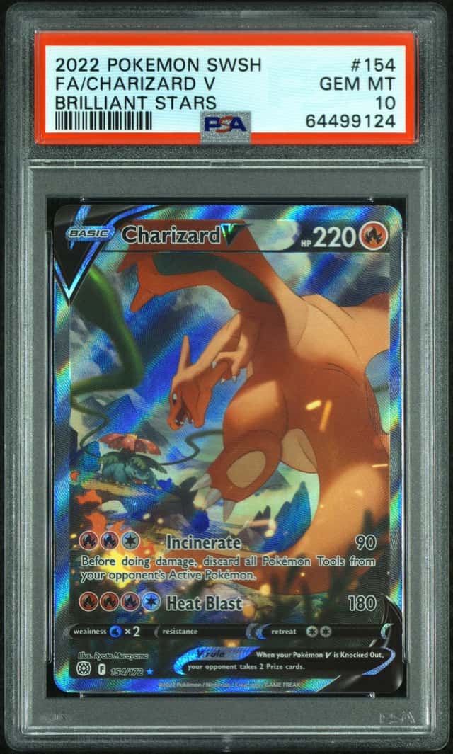 2022 POKEMON SWORD & SHIELD BRILLIANT STARS #154 FULL ART/CHARIZARD V PSA 10