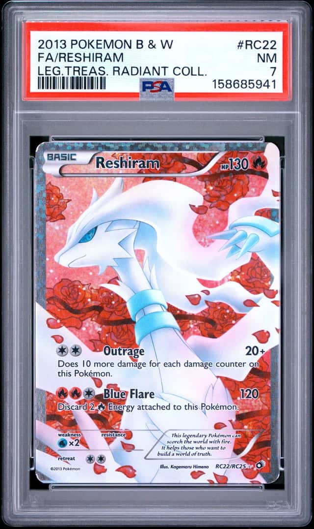 2013 Pokémon B&W FA Reshiram Legendary Treasures Radiant Collection RC22 PSA 7