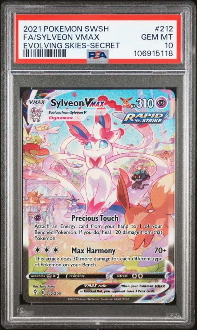 Pokemon Sylveon Vmax Evolving Skies 212/203 Secret Rare Full Alt Art PSA 10