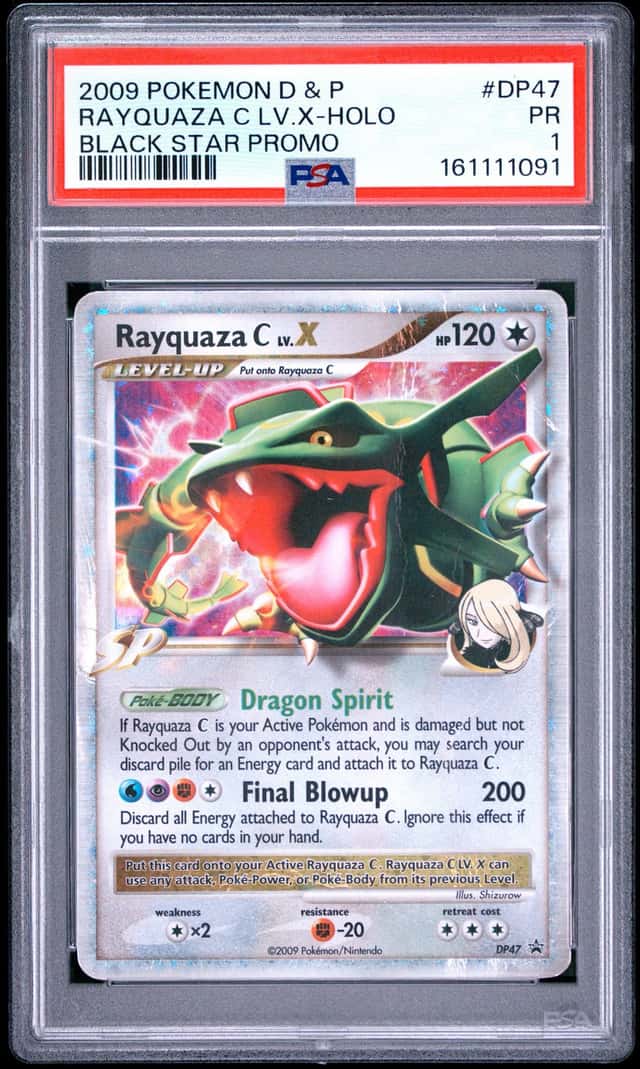 2009 Pokemon D&P Rayquaza C LV. X #DP47 Holo Black Star Promo PSA 1 