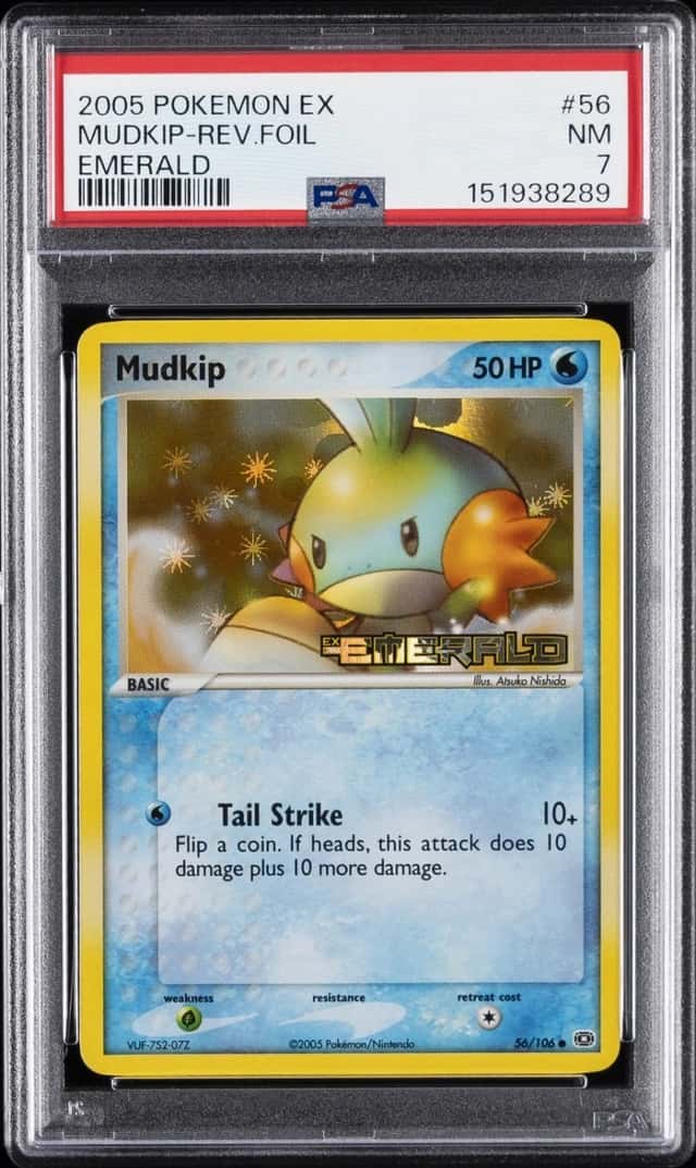 2005 POKEMON EX EMERALD #56 MUDKIP-REVERSE FOIL PSA 7