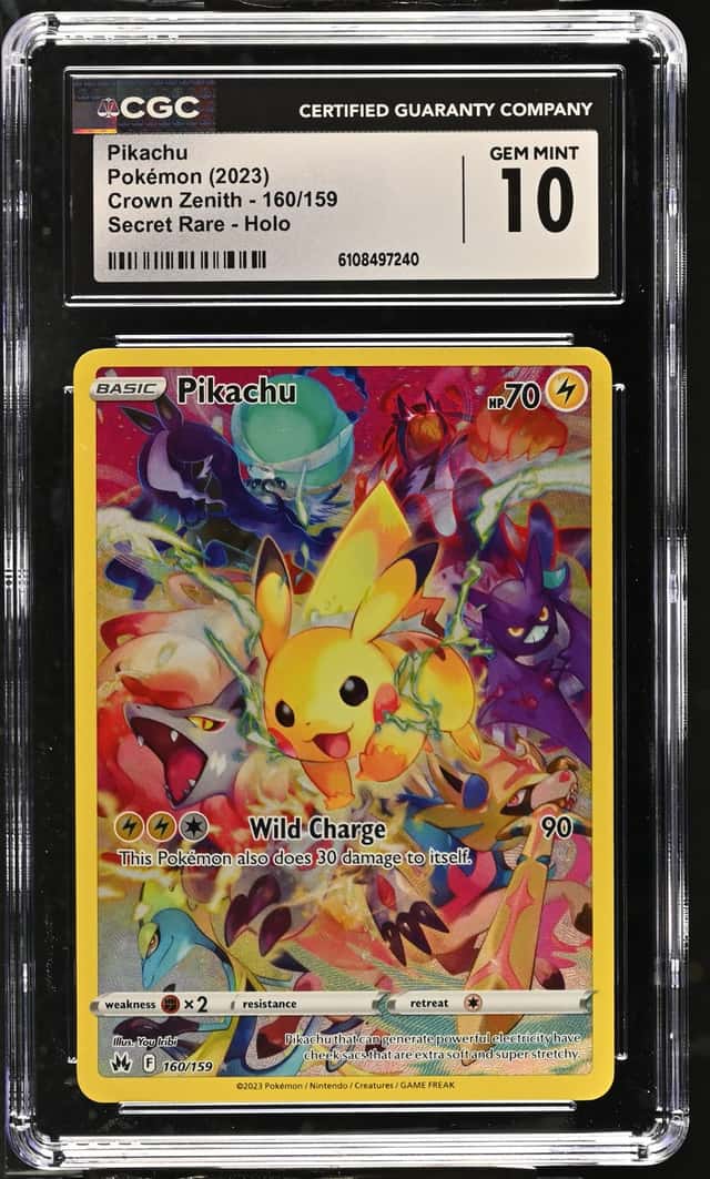 CGC 10 GEM MINT Pikachu Full Art 160/159 Crown Zenith Pokemon English TCG