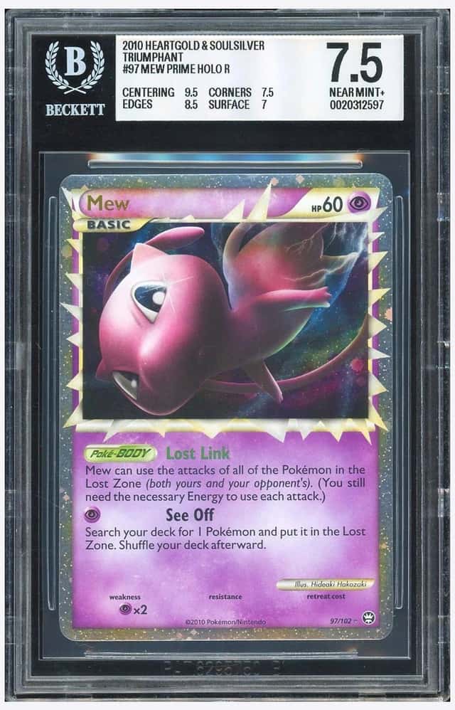 Pokemon BGS 7.5 Mew Prime Holo 2010 97/102 Triumphant English
