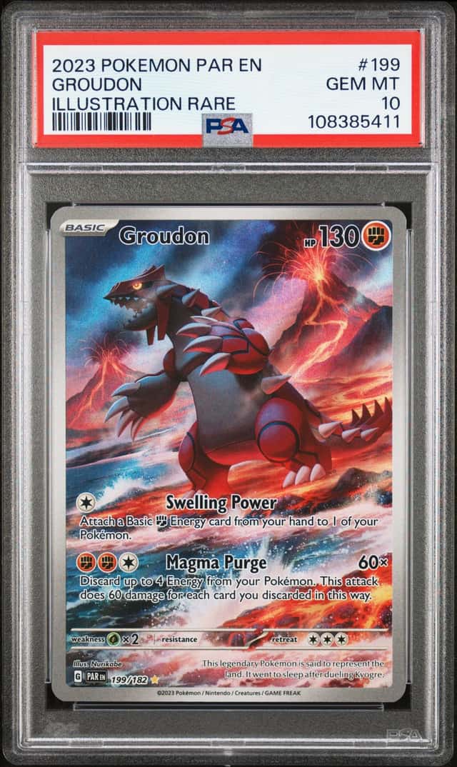 2023 POKEMON PAR EN-PARADOX RIFT ILLUSTRATION RARE #199 GROUDON PSA 10