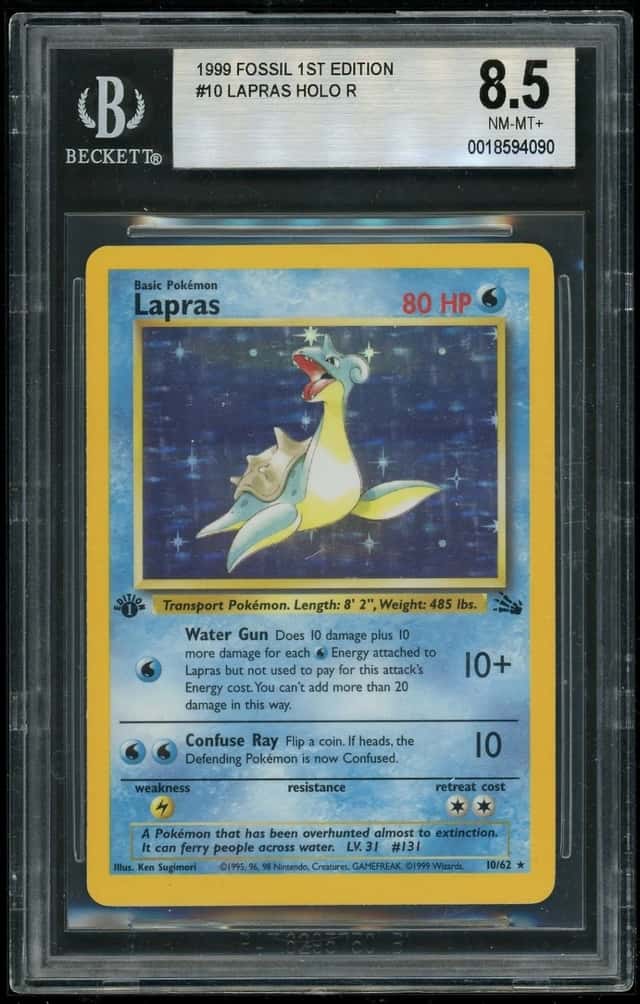 1999 Pokemon Lapras HOLO R Fossil 1st Edition BGS 8.5